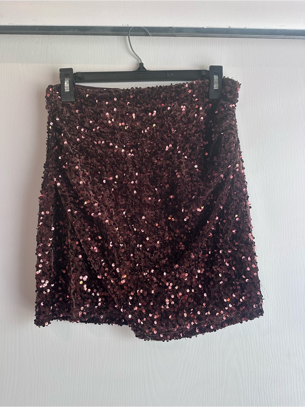Topshop Brown Sequin velvet Mini Skirt